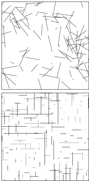 Fig. 1. Two illustrations of realizations of planar line segment processes.