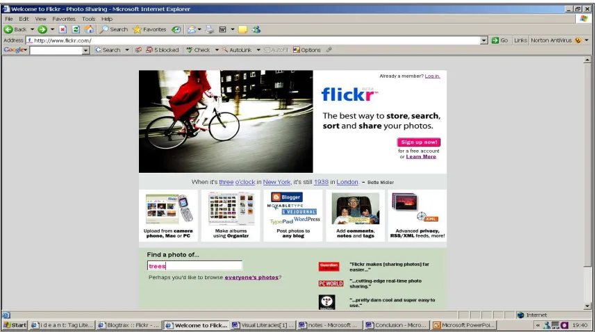 Figure One: Welcome page of Flickr (http://www.flickr.com/) 