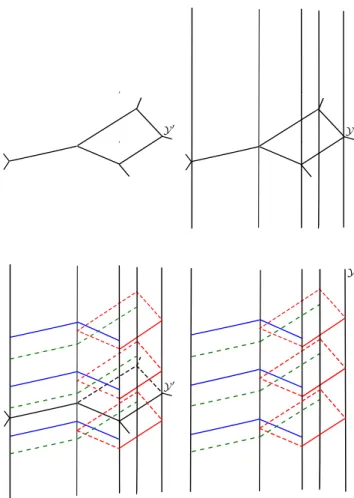 Fig. 3. Column tessellation Y with constant height 1. Here the four steps building up a column tessellation are shown: Starting with the planar tessellation Y 0 , next the columns are given by the cells of Y 0 