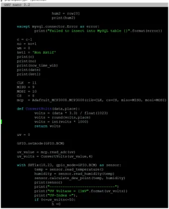 Figure 6. Python programming on raspberry pi  3.2.  Website programming results 