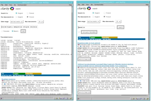 Figure 1. The Clarity interface as tested in the first usability test: a) user-supervised; b) delegated mode