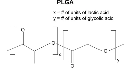 Figure 6 Structure of poly(lactic acid-co-glycolic acid) (PLGA). X=number of units of lactic acid and Y=number of units of glycolic acid.