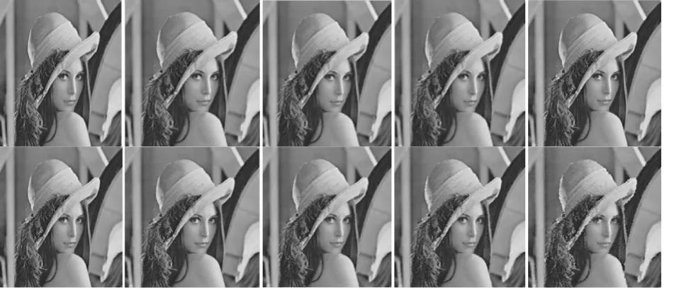 Fig 1: Output of Lena.jpg image for proposed CM Filter at different noise densities from 10% to 90%