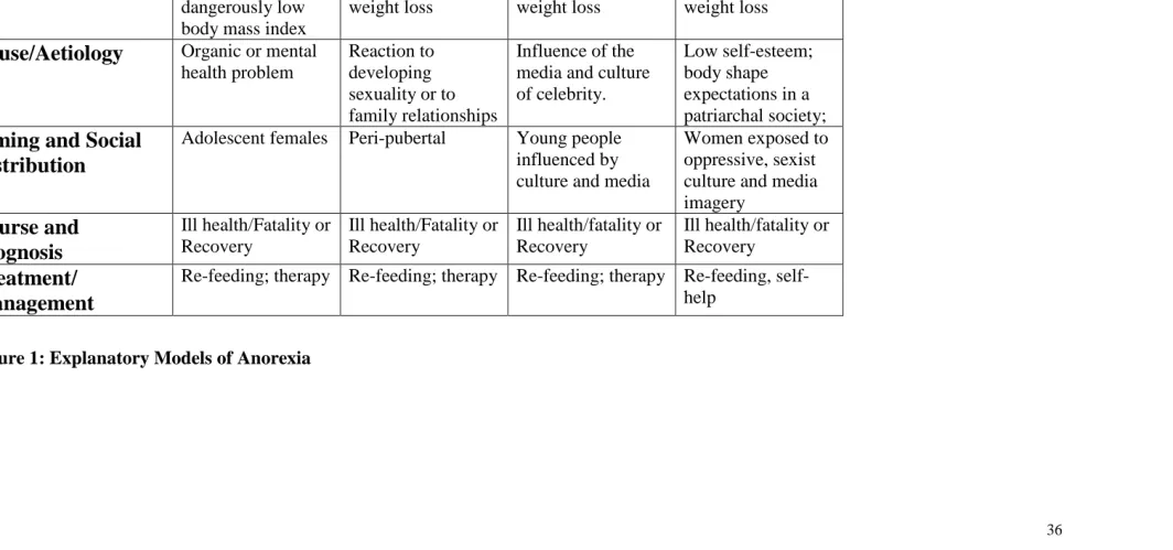 Figure 1: Explanatory Models of Anorexia  