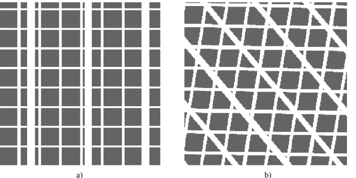 Fig. 6. Real section and simulations using the realistic model a)  ϕ  = 0°,  θ  = 0°, b)  ϕ  ≠ 0°,  θ  ≠ 0°