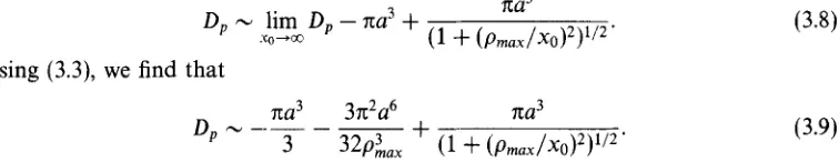 FIGURE 7. Normalized partial drift volume +, (D,/D) plotted against prnax/lx~I for: 0, xo = 500.0~; xo = 50.0a; and 0, xo = 10.0~
