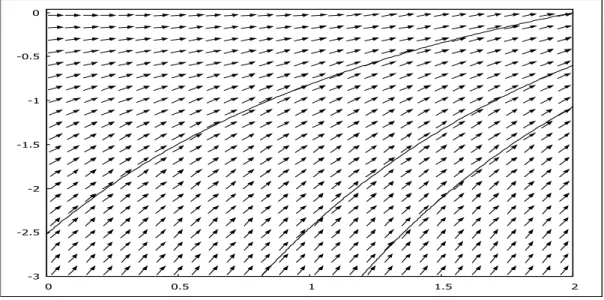 Fig. 1: The direction field of a differential equation and some solutions as paths representation tool   