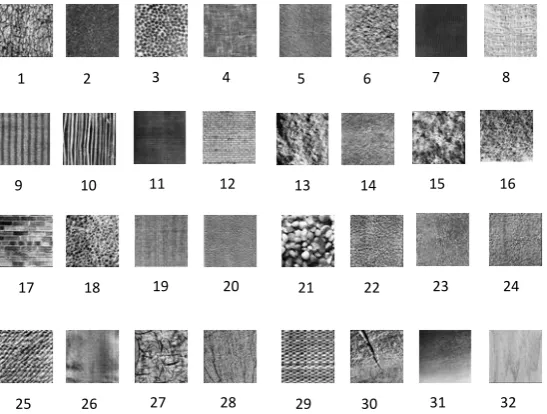 Fig. 2  Texture images from Brodatz album.  The image Nos 1 to 32 correspond to the texture Sl.No
