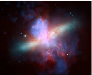 Figure 8. Image composite de M82 (HST + Spitzer + Chandra).