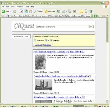 Fig. 1 The basic cross-language image retrieval system (list interface) in Italian. 