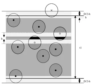 Fig. 5. Using the method for modified differential  counting we count first the particles seen in one thick  section (N At ) and then in one thin optical section of  thickness t = h inside the same physical section  (N Ah )