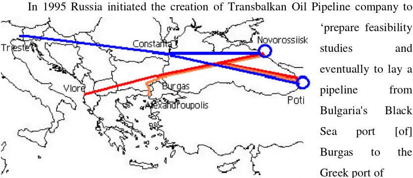 Fig.4  Alternative Bosporus-Bypass Pipeline Projects on the Balkans 