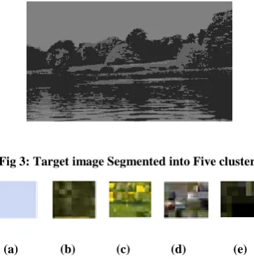 Fig 3: Target image Segmented into Five clusters  