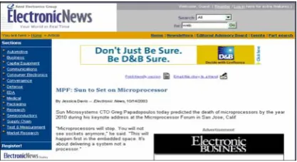 Figure 2. A template-generated document in response to a query from the Electronic News database  