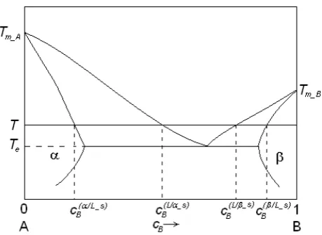 Fig. 1. Phase diagram of a simple eutectic system 