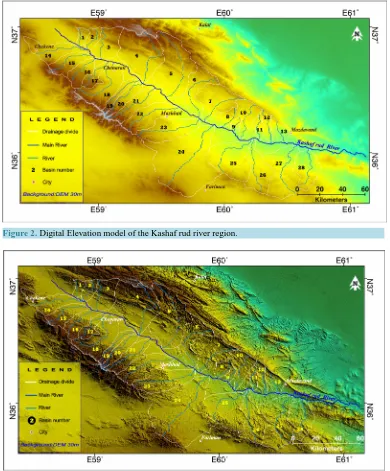 Figure 2. Digital Elevation model of the Kashaf rud river region.                                           