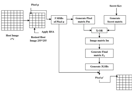 Fig 1: Block Diagram of Watermarking Embedding Procedure 