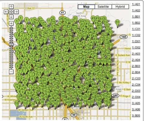 Figure 1 A pincushion of unreadable dots (screenshot fromzooms in, a new server request and server-side rendering of new map tiles must be made, which consumes more time, server resources and [15])