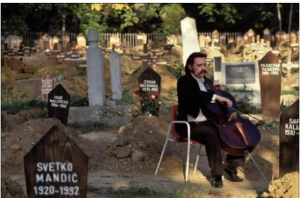 Figure 3: Vedran Smajlovic performing at a Sarajevo cemetery 