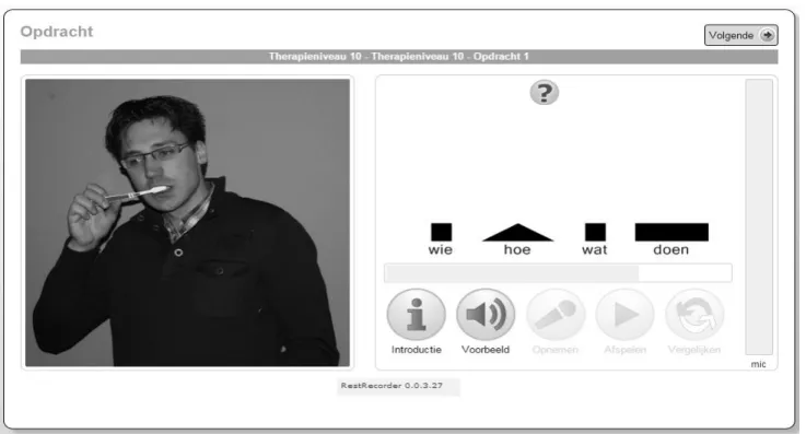 Figure 1. User interface of the first item of the tenth therapy level of e-REST when enrolled in the first therapy cycle