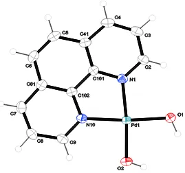 Figure 2.5. The molecular structure of [Pd(phen)(OH)2] in crystals of the 5-hydrate (6)