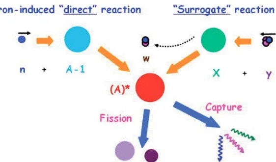 Fig. 1. Schematic representation of the surrogate reaction method. The surrogate reaction is here a transfer reactionX(y,w)A*