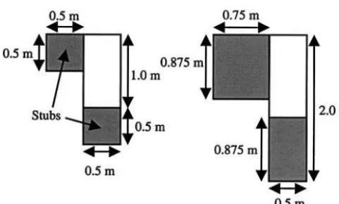 Figure 6. Dimensions of the ordinary (left) and large (right)Shepard-Metzler objects used in the experiments