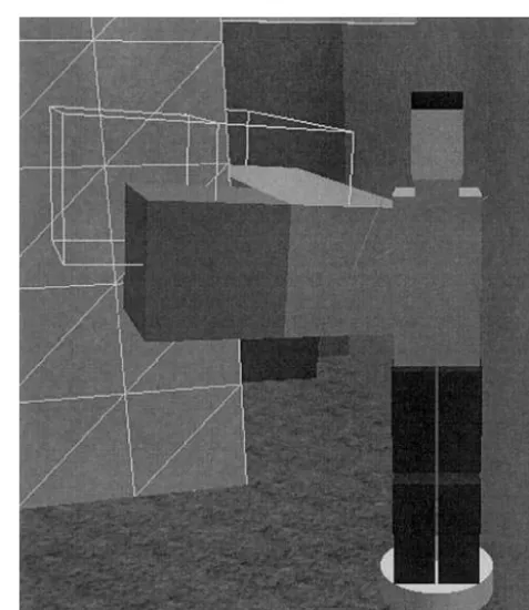 Figure 2. Example showing physical compatibility feedback. Theobject (shaded) is in its last noncolliding position, and the wireframeimage shows its physically compatible position