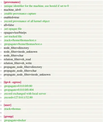 Figure 6: CamFlow-Provenance presented in Fig. 3 annotated with application logs.