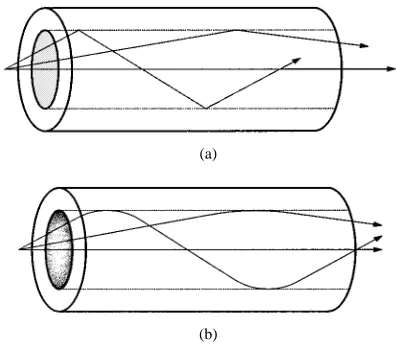 Fig. 2.Impulse responses for: (a) suboptimum case � = 1, 3, 4 and 1 (1 km,� = 0:01) and (b) optimum case � = 2 � 2� (10 km).