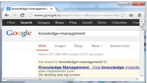 Figure 1: Finding the references for “knowledge management” 
