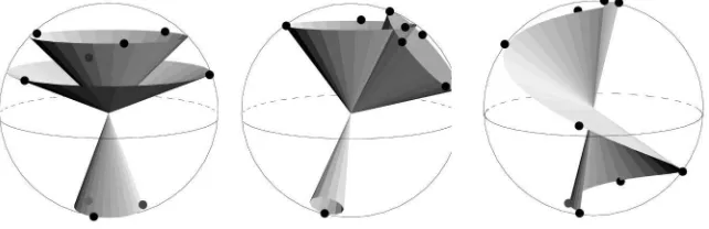FIG. 1. Examples of nestedcones, free cones, and a spiral