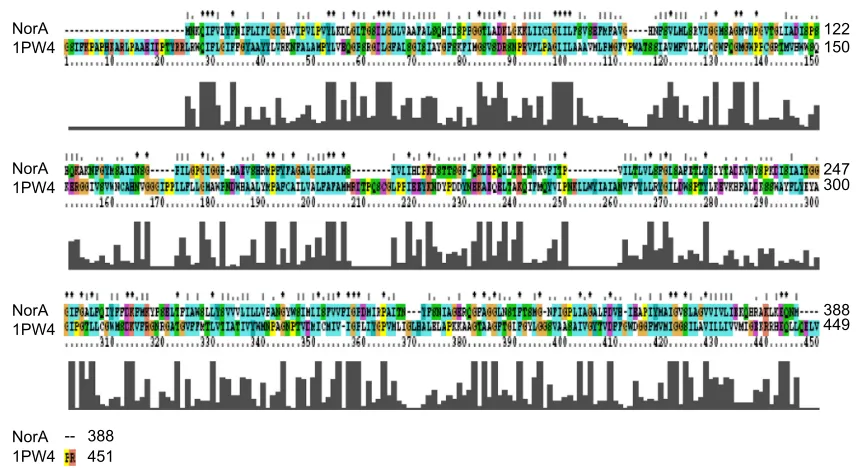 Table 1 Prediction of TM helices of NorA efflux pump using different servers