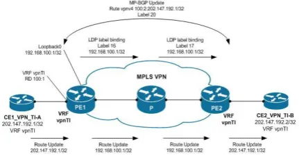 Fig 9: The Process of IP Packets Across the MPLS VPN  