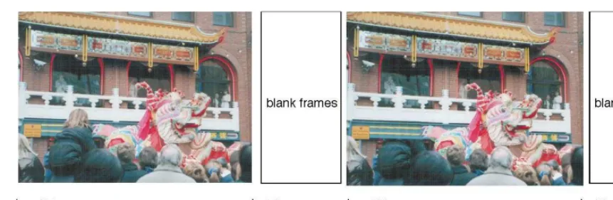 Figure 1: Change blindness can be induced by the ‘ﬂicker paradigm’, in which two versions of a scene are shown inalternation, each presentation lasting around 400 milliseconds, with a blank screen of between 40–80 milliseconds betweeneach presentation.