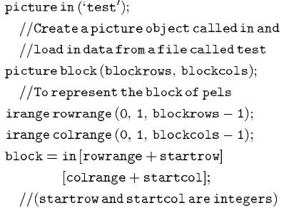 Fig. 2 shows a complete vector quantization coder imple-mented in CLIP. This example is typical of the structure and
