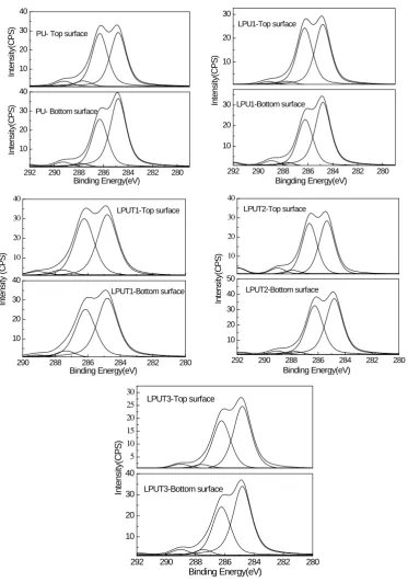 Figure 6. The XPS spectra for surface and bottom of LPU membranes.                          