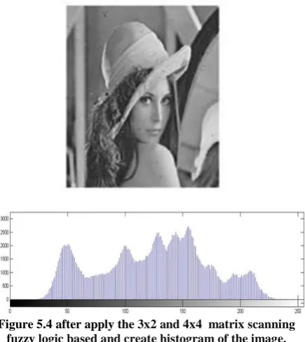 Figure 5.4 after apply the 3x2 and 4x4  matrix scanning fuzzy logic based and create histogram of the image