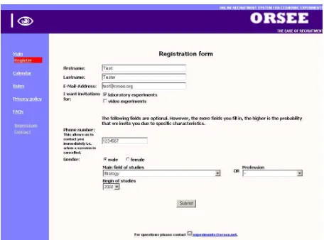 Fig. 1: Participant Registration Form.
