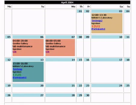 Fig. 4: Internal Experiment Calendar.