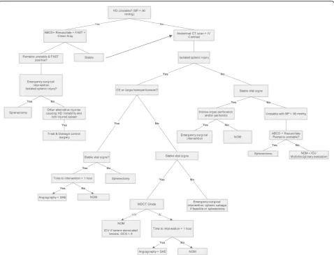 Fig. 1 Algorithm for management of splenic trauma modified from Ekeh and Tugnoli [8, 28]