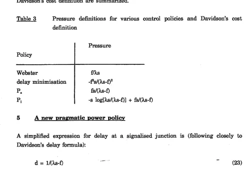 Table 3 Pressure definitions for various control policies and Davidson's cost 