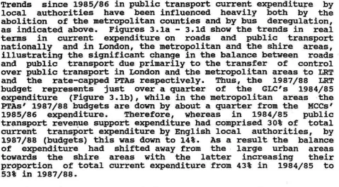 Figure 3.2b illustrates clearly the extent to which revenue support expenditure in the metropolitan areas has come into line with the Government's provision since 1985/86