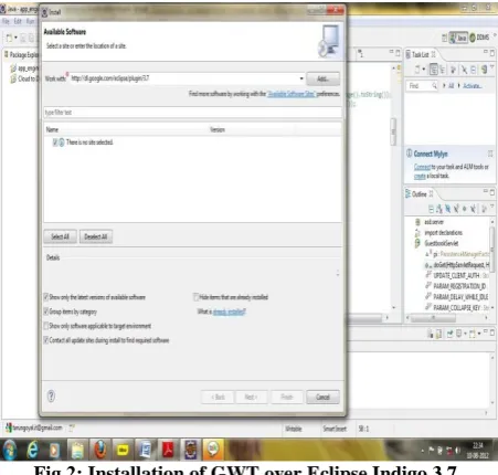 Fig 2: Installation of GWT over Eclipse Indigo 3.7  