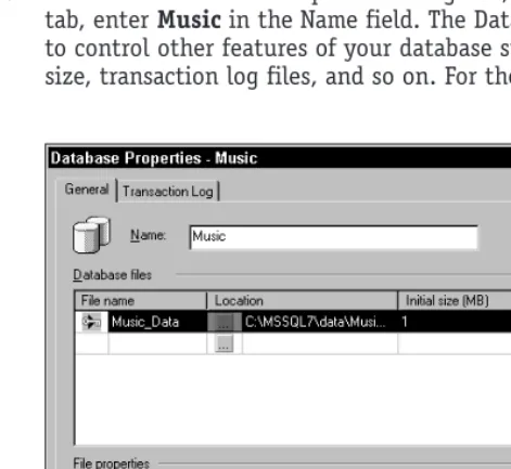 Figure 4-1Specifying database properties with Enterprise Manager