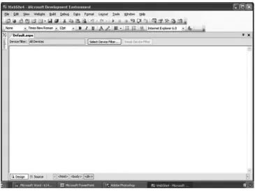 Figure 2-1 The Design tab is where you design content for your ASP.NET web page. 