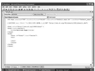 Figure 2-3 The Code tab displays an HTML control that is generated for you. 