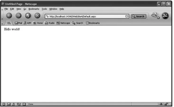 Figure 2-5 Test your ASPNET web page by selecting CTRL-~5. 