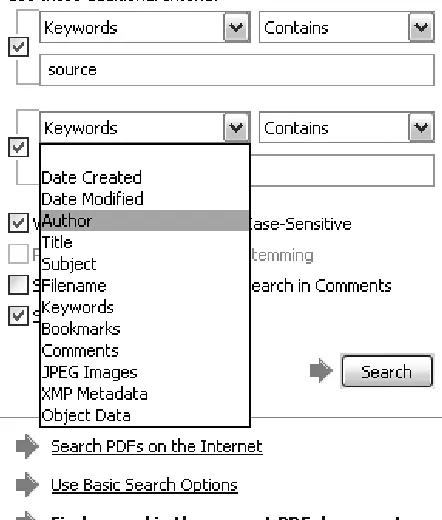 Figure 13. Use Advanced Search features for pinpointing precise results orsearching for content other than text.