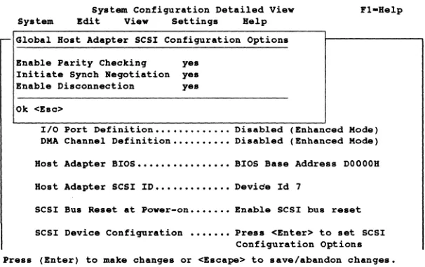 Figure 3-6. Standard Mode SCSI Configuration Screen 